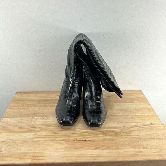 Franco Sarto Tribute Tall Boot- Black Croc- Size 9 M- NIB - Picture 3 of 7